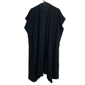 Dairi Fashions Knit Cardigan Sweater Black Moroccan Tribal Long Slits Womens OS